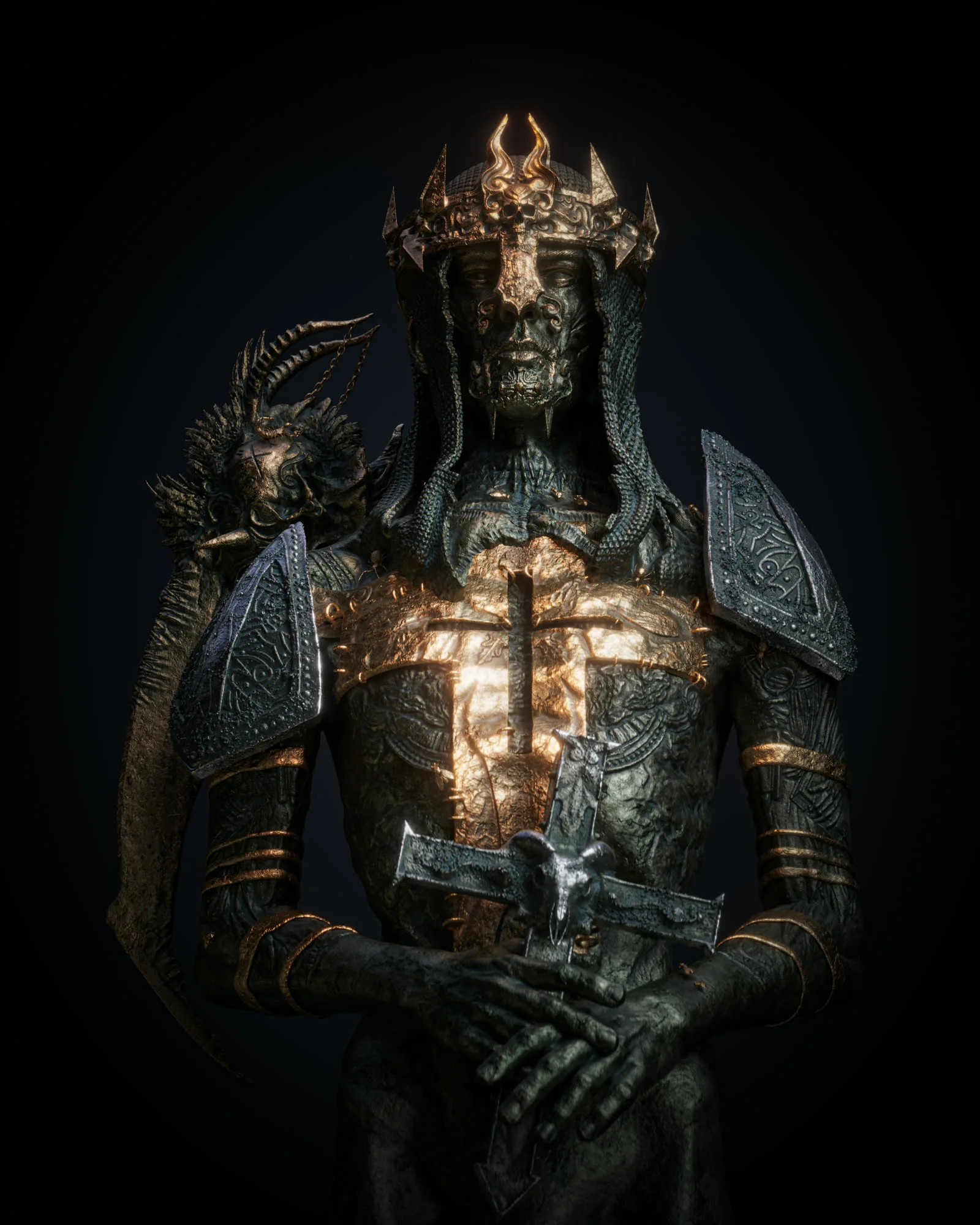 Dark crowned knight inspired by Dante's Inferno