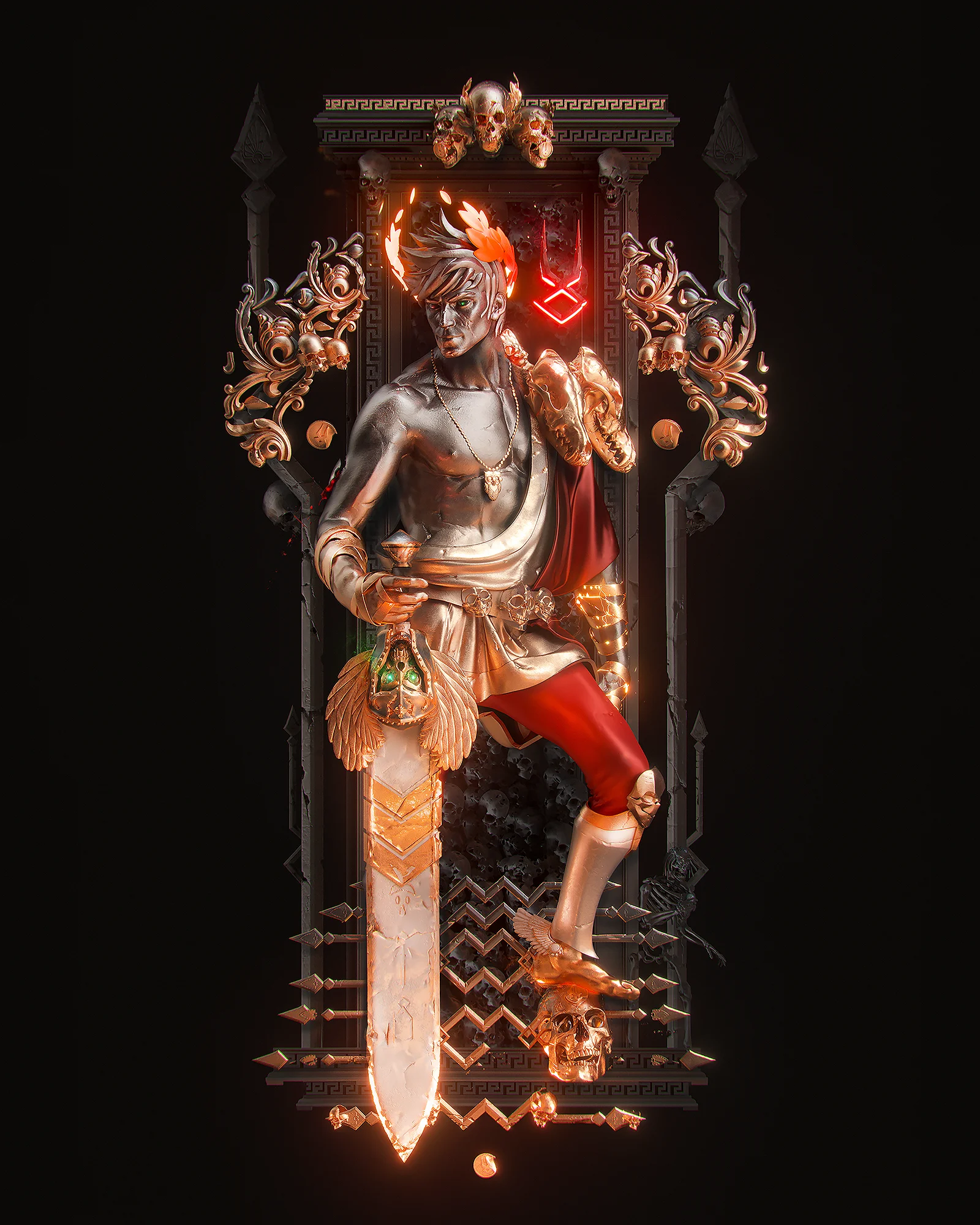 Zagreus from Hades in an ornate diorama
